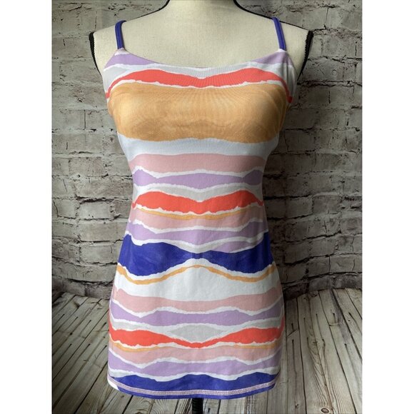 Lululemon Dancing Warrior Tank Top Built in Bra Purple Orange Stripe 6 - Picture 1 of 4